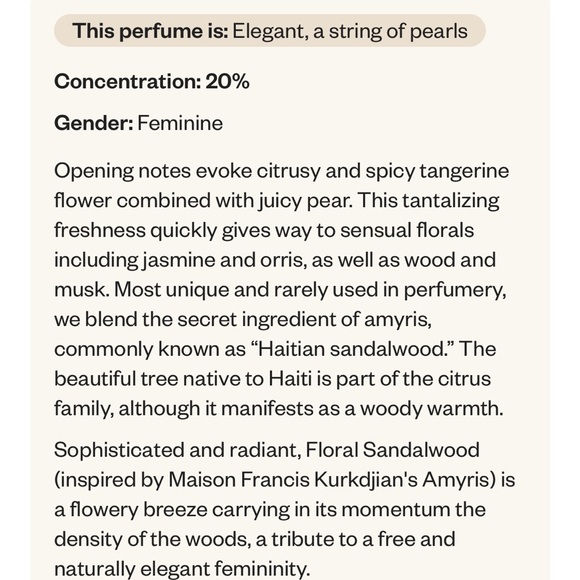 FLORAL SANDALWOOD Perfume 
Extrait de Parfum. Size: 50ml / 1.7oz - Picture 3 of 4